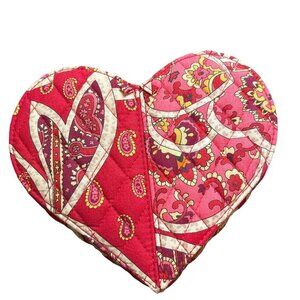 Vera Bradley Retro Red Heart Shaped Quilted Paisley Print Jewelry Box…